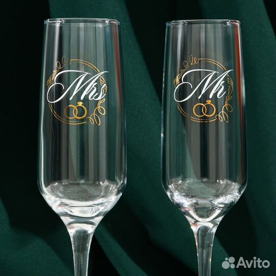 Свадебные бокалы с пленкой золото и серебро