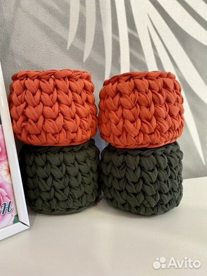 Корзинка из трикотажной пряжи