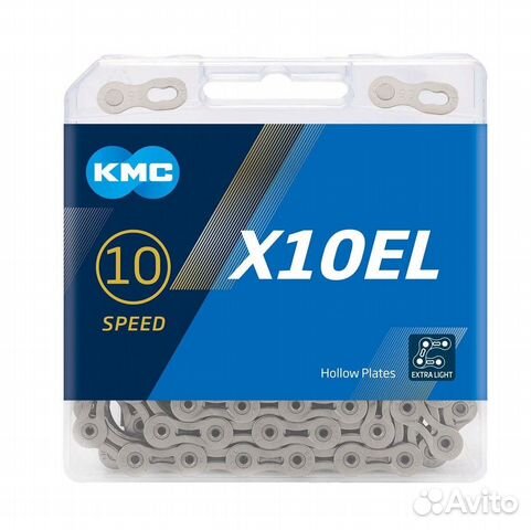 Цепь KMC X10EL Silver, 10 ск, 114 зв., с замком