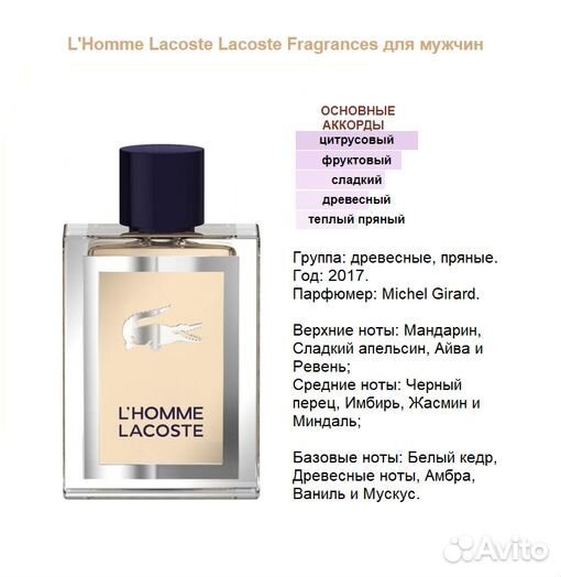Lacoste L’hommе, духи высокой концентрации