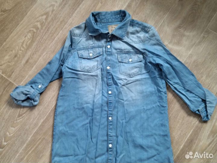 Джинсовая рубашка на девочку 146