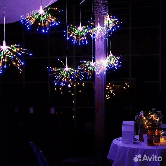 Новогодняя гирлянда фейерверк 5 шаров