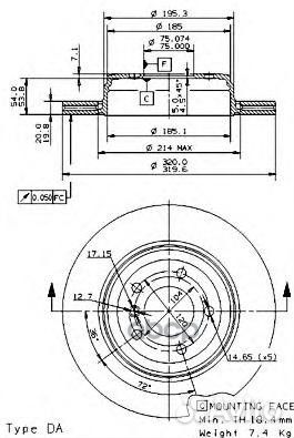 Диск тормозной задн. с уф покрытием BMW 5 (E60)