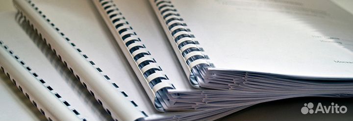 Распечатка текста, переплет в пластиковую пружину