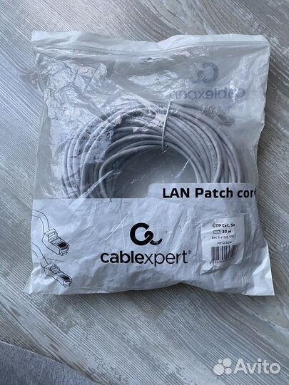 Патч корд 30м, интернет кабель, 5е