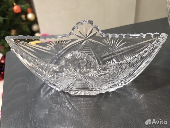 Салатник хрустальный ладья СССР (450 мл). посуда