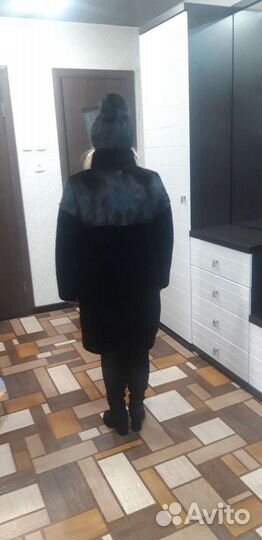 Шуба мутон с норковой отделкой