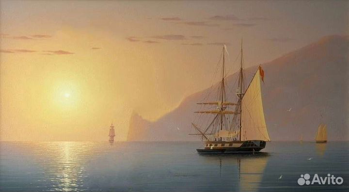 Картины маслом на холсте море Парусники