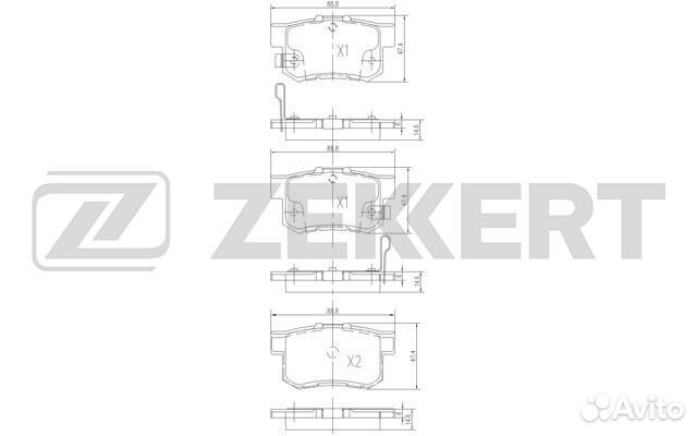 Колодки тормозные задние дисковые 88*47 (см VIN)