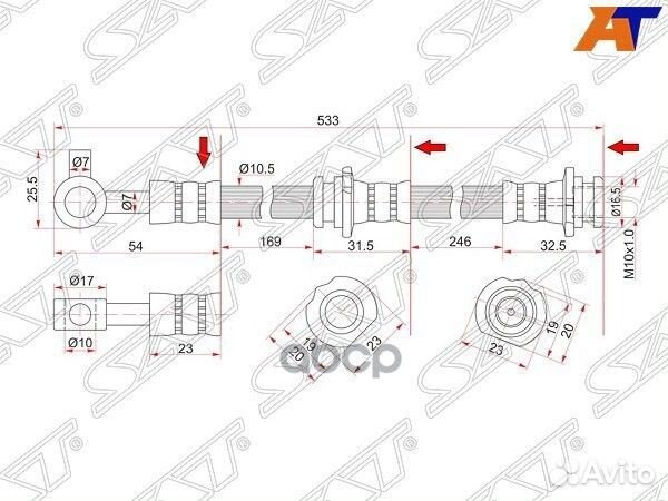 Шланг тормозной перед (Таиланд) nissan teana 08