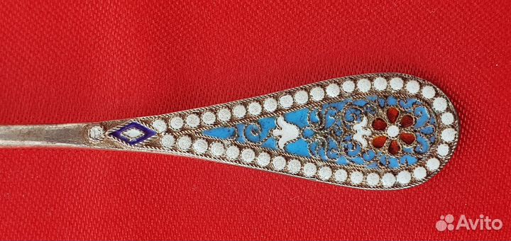 Ложка чайная серебро 84 пр эмаль