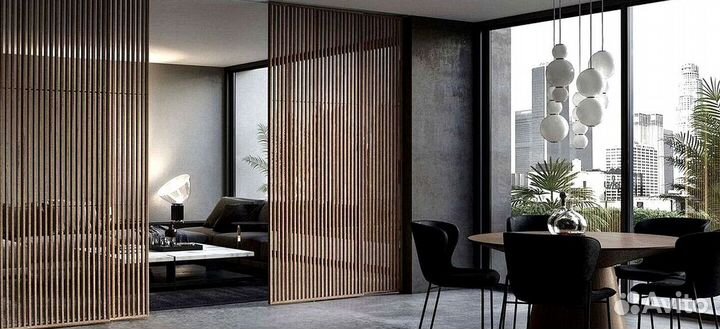 Межкомнатные перегородки. Раздвижные двери из реек