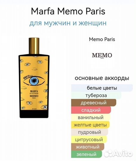 Marfa Memo Paris для мужчин и женщин