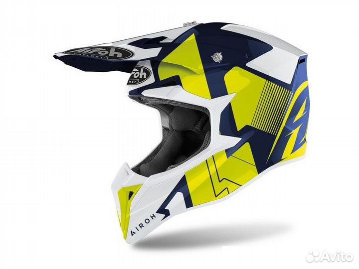 Шлем кроссовый airoh Wraap Raze Blue Gloss