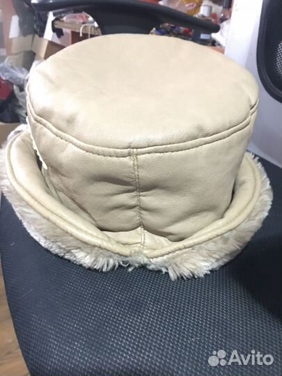 Шляпа панама женская с мехом, кожа, зимняя