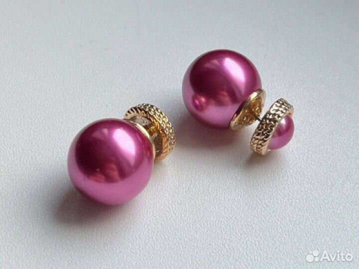 Серьги шарики dior розовые