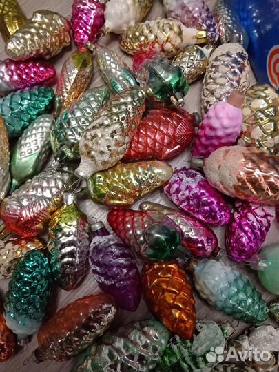 Елочные игрушки СССР, шишки, яркие, много