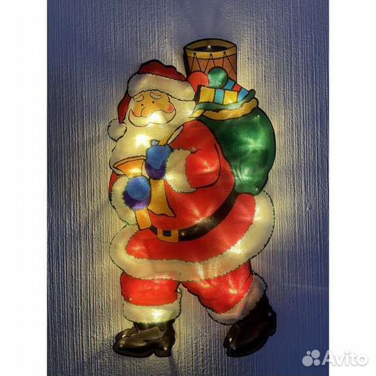 Дед мороз гирлянда на окно или стену