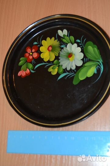 Поднос маленький. Ручная роспись. Жостово. СССР