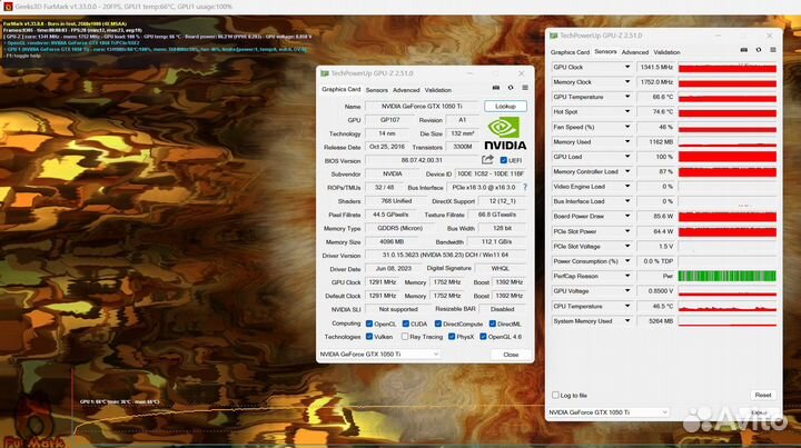 GTX 1050 Ti (Гарантия) Palit Dual OC 4Gb