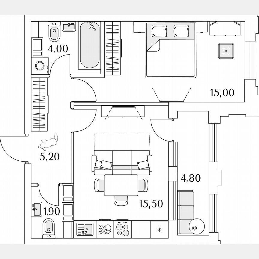 1-к. квартира, 44 м², 8/13 эт.
