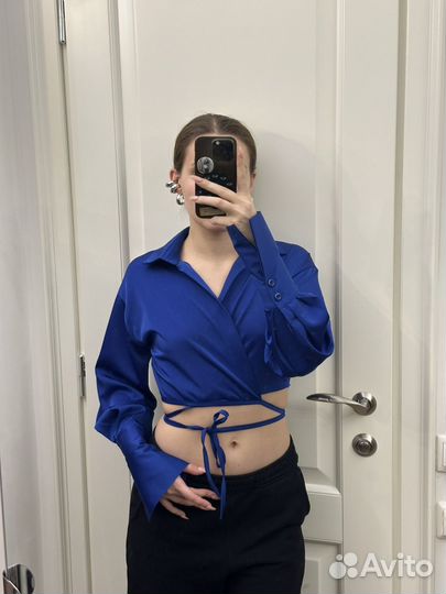 Рубашка блуза приталенная на завязках
