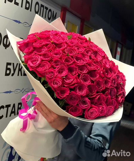 Розы, букет цветов 101 роза