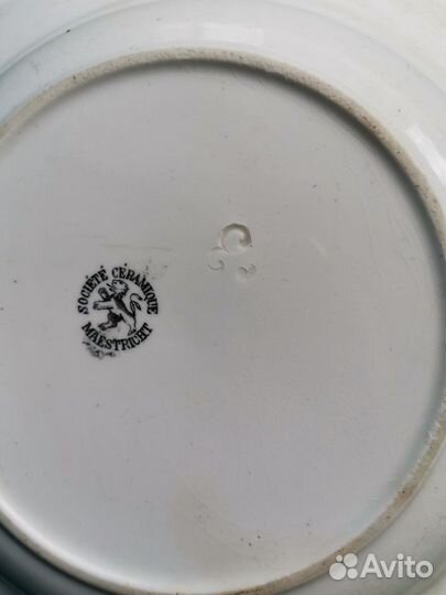 Тарелка старинная 19 век декоративн жнецы грозди