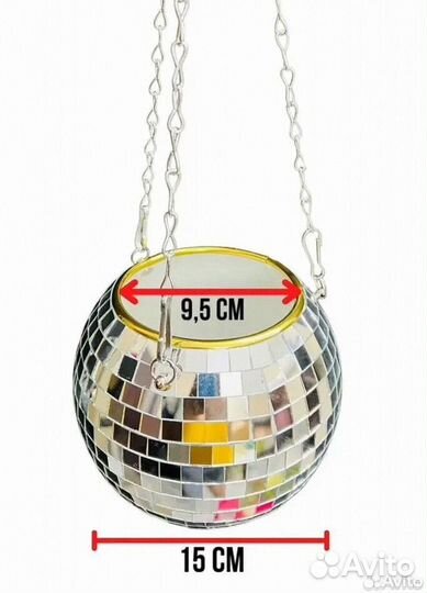 Кашпо из диско шара / кашпо из зеркальной мозаики