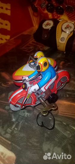 Игрушка мотоцикл жесть винтаж ретро мото мотоспорт