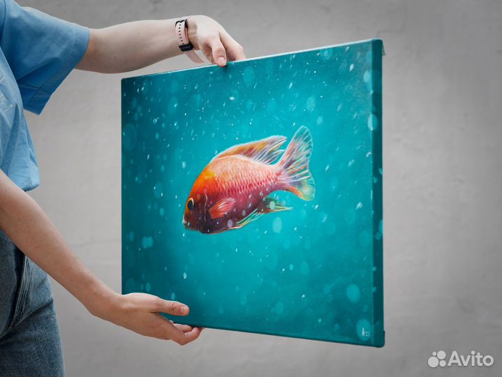 Картина маслом на холсте рыба