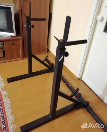 Стойка для жима штанги и приседа сдвижная + брусья