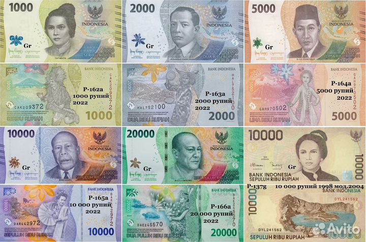 Купюры Вьетнам, Индия, Индонезия, Китай UNC