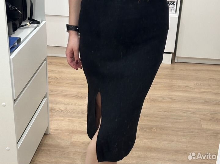 Юбка трикотажная длинная черная