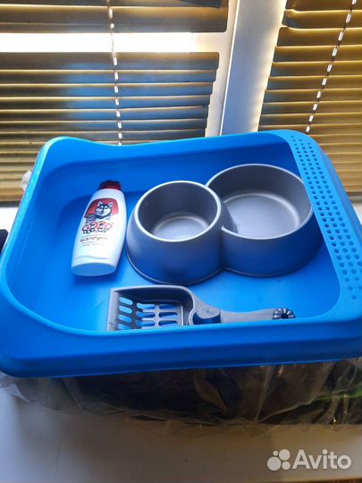 Лоток и миска для кошки
