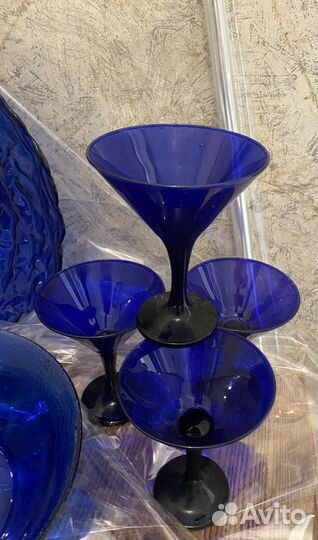 Синее стекло посуда д/ сервировки