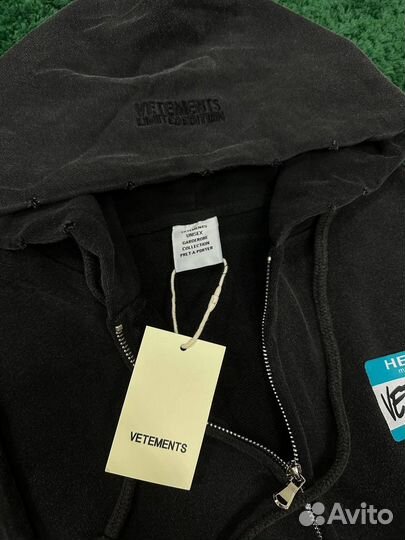 Зип худи Vetments Hello my Name is