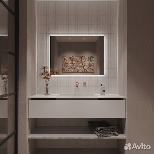 Парящее зеркало с Led подсветкой прямоугольное