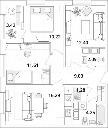 3-к. квартира, 68,9 м², 18/22 эт.