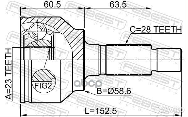 ШРУС наружный 23X58.6X28 mazda 3 BL 08- 0510BLA