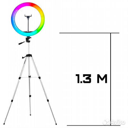 Кольцевая лампа + штатив 2.2м RBG светодиоды