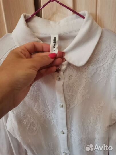 Блузка белая для девочек 134