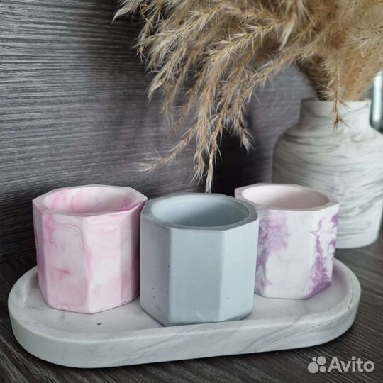 Гипсовое кашпо/полсвечник