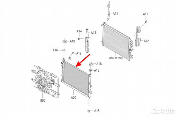 Радиатор охлаждения двигателя Baic U5 plus