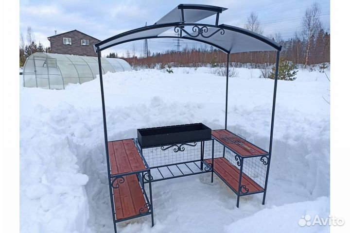 Мангал с крышей разборный