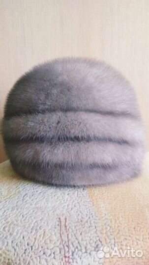 Шапка норковая женская голубая