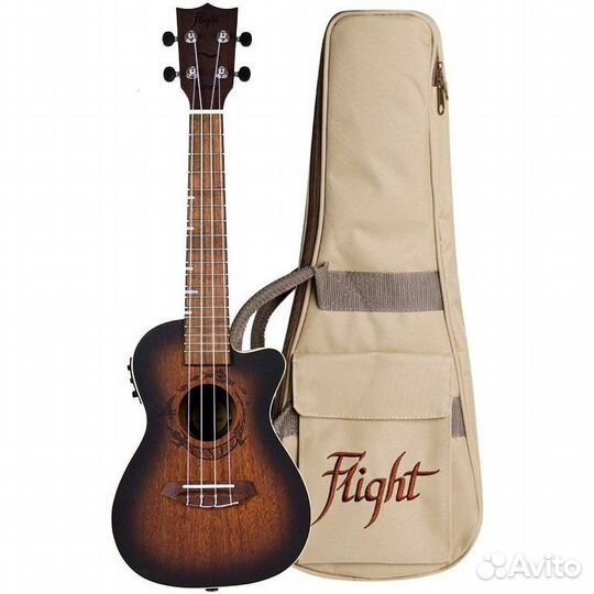 Flight DUC380 CEQ amber - укулеле концерт флайт
