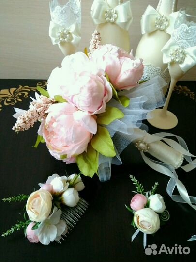 Букет невесты /гребень/бутоньерки