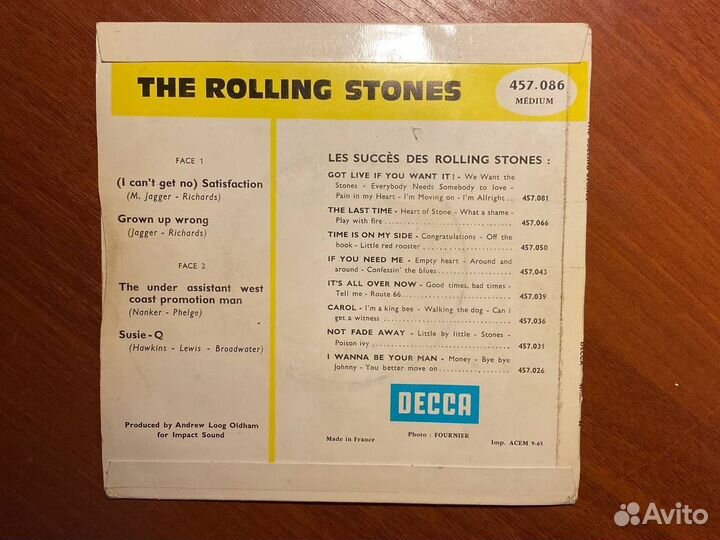 Rolling stones Satisfaction 7'' EP 1965 France