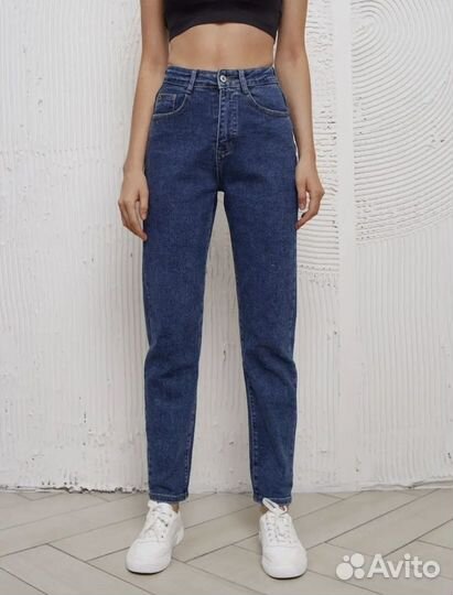 Джинсы темно-синие mom regular 44-46